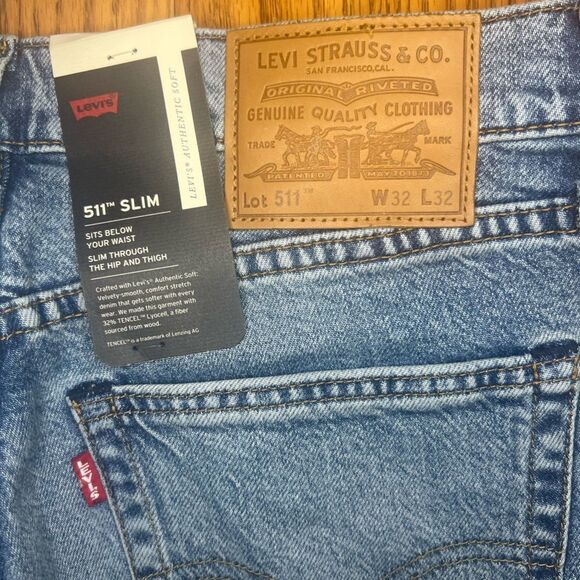 NWT Levi’s 511 Slim Fit Authentic Soft Men's W32 "In The Head Llights" Stonewash - Picture 11 of 11
